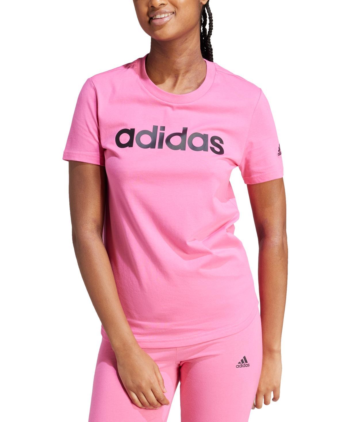 adidas Womens Essentials Cotton Linear Logo T-Shirt - Pulse Magenta Product Image