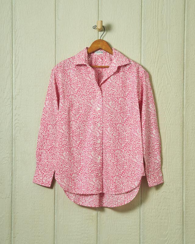 Women's Point Collar Blouse in Raspberry Summer Floral Product Image