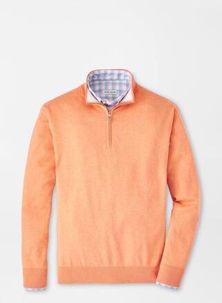 Peter Millar Mens Whitaker Quarter-Zip Sweater | Color: Coral Haze | Size: L Product Image