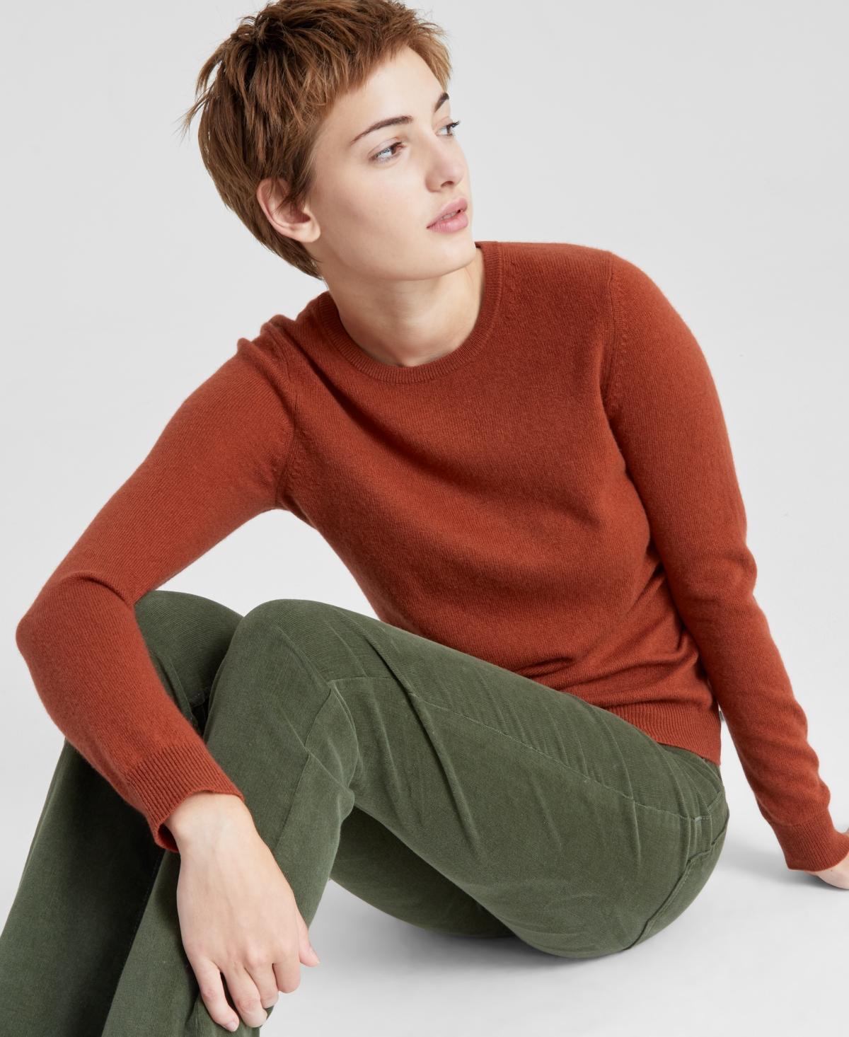 Charter Club 100% Cashmere Womens Long-Sleeve Crewneck Sweater, Regular & Petites, Created for Macys Product Image