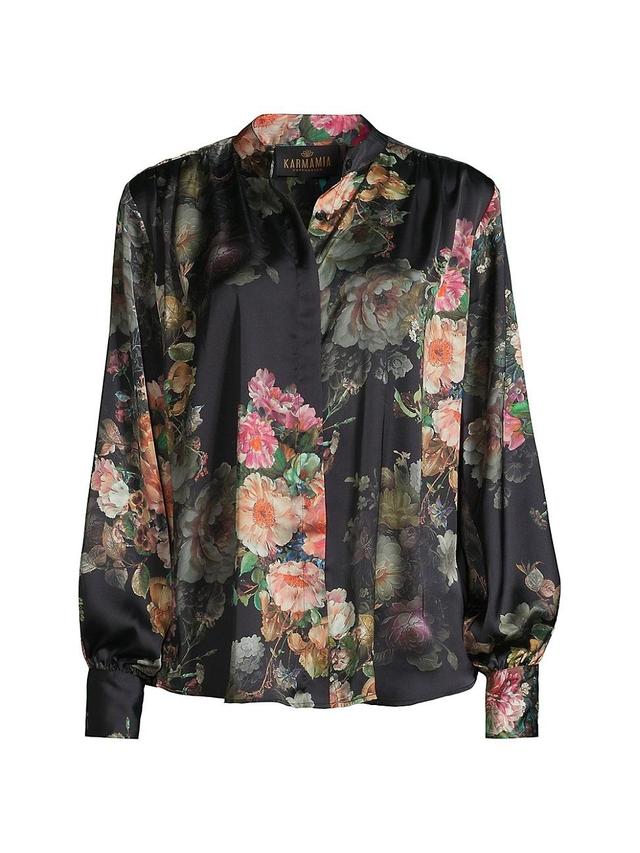 Womens Cornelia Satin Floral Blouse Product Image