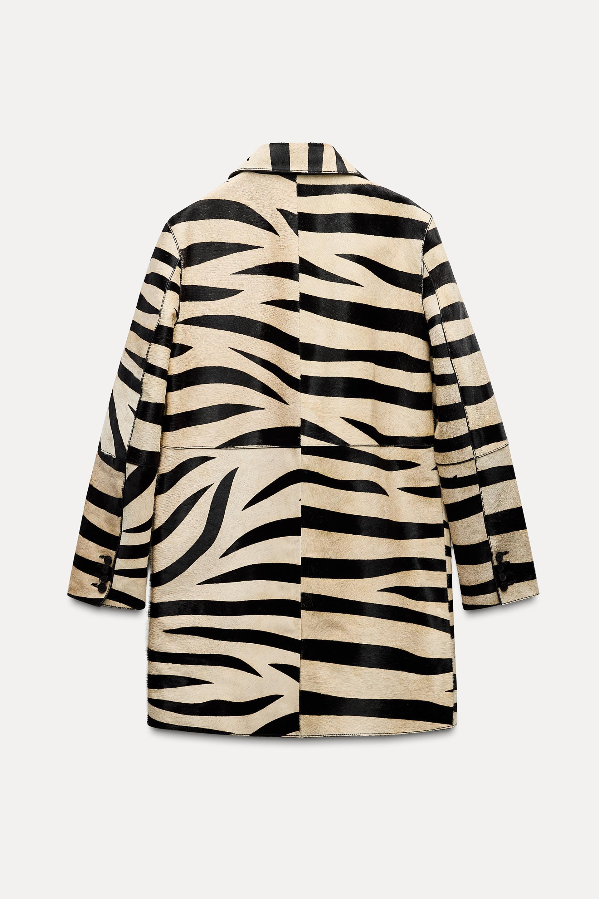 ANIMAL PRINT LEATHER COAT ZW COLLECTION Product Image