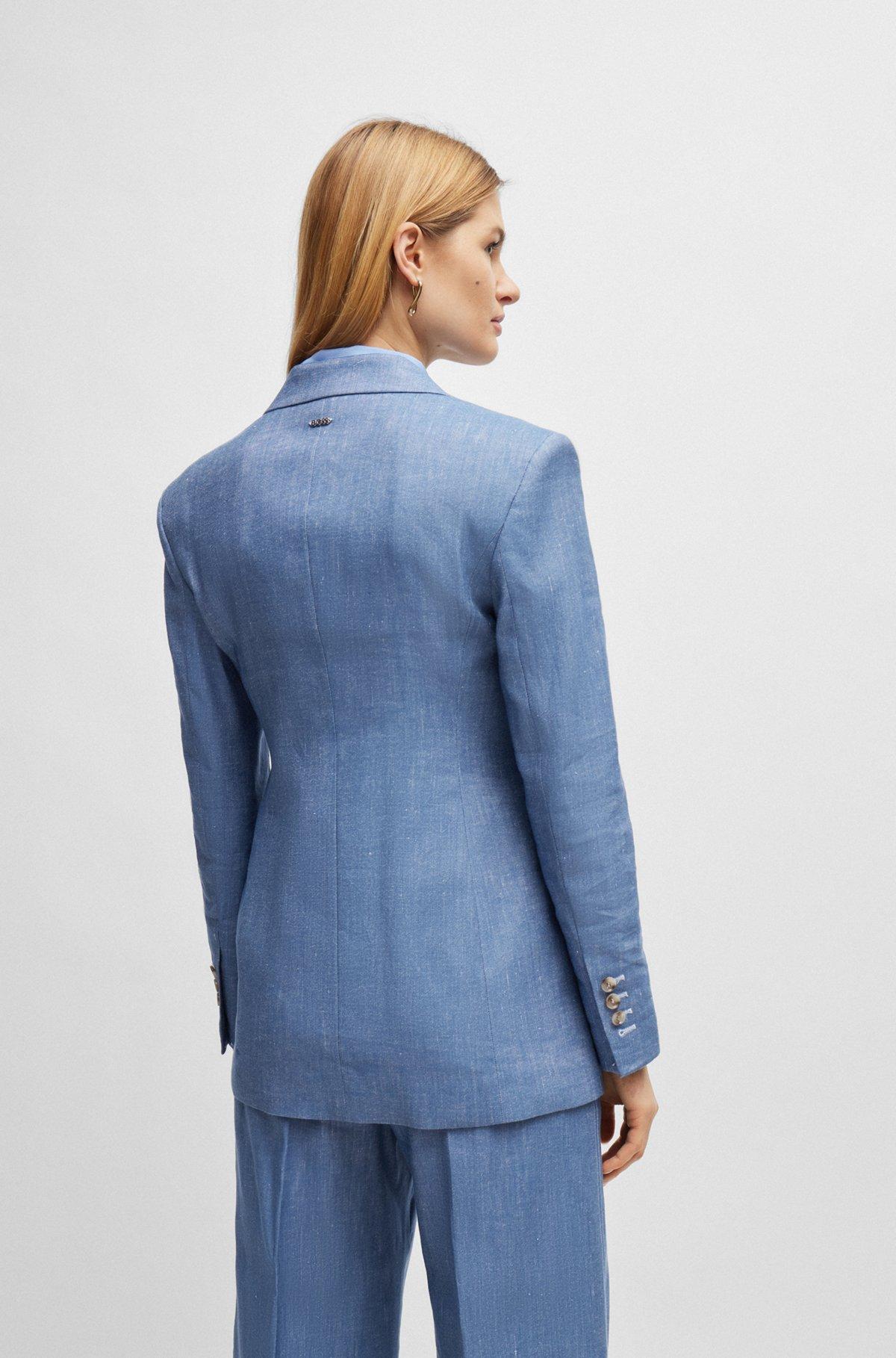 Single-breasted jacket in linen, cotton and stretch Product Image