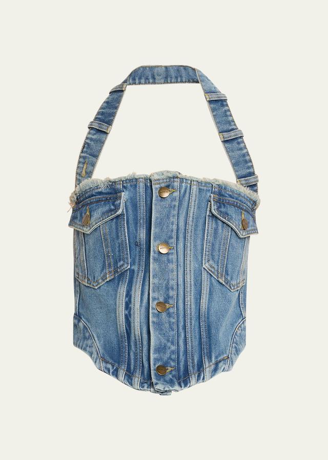 MONSE Deconstructed Halter Denim Bustier Top Product Image