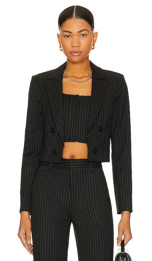 Womens Mya Cropped Pinstriped Blazer Product Image