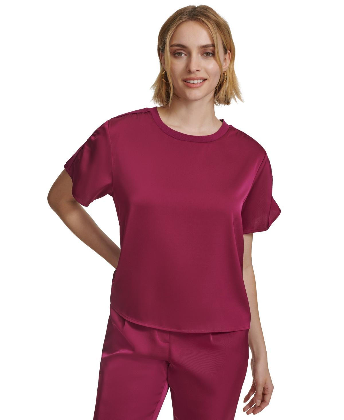 Calvin Klein Womens Short-Sleeve Satin Top Product Image