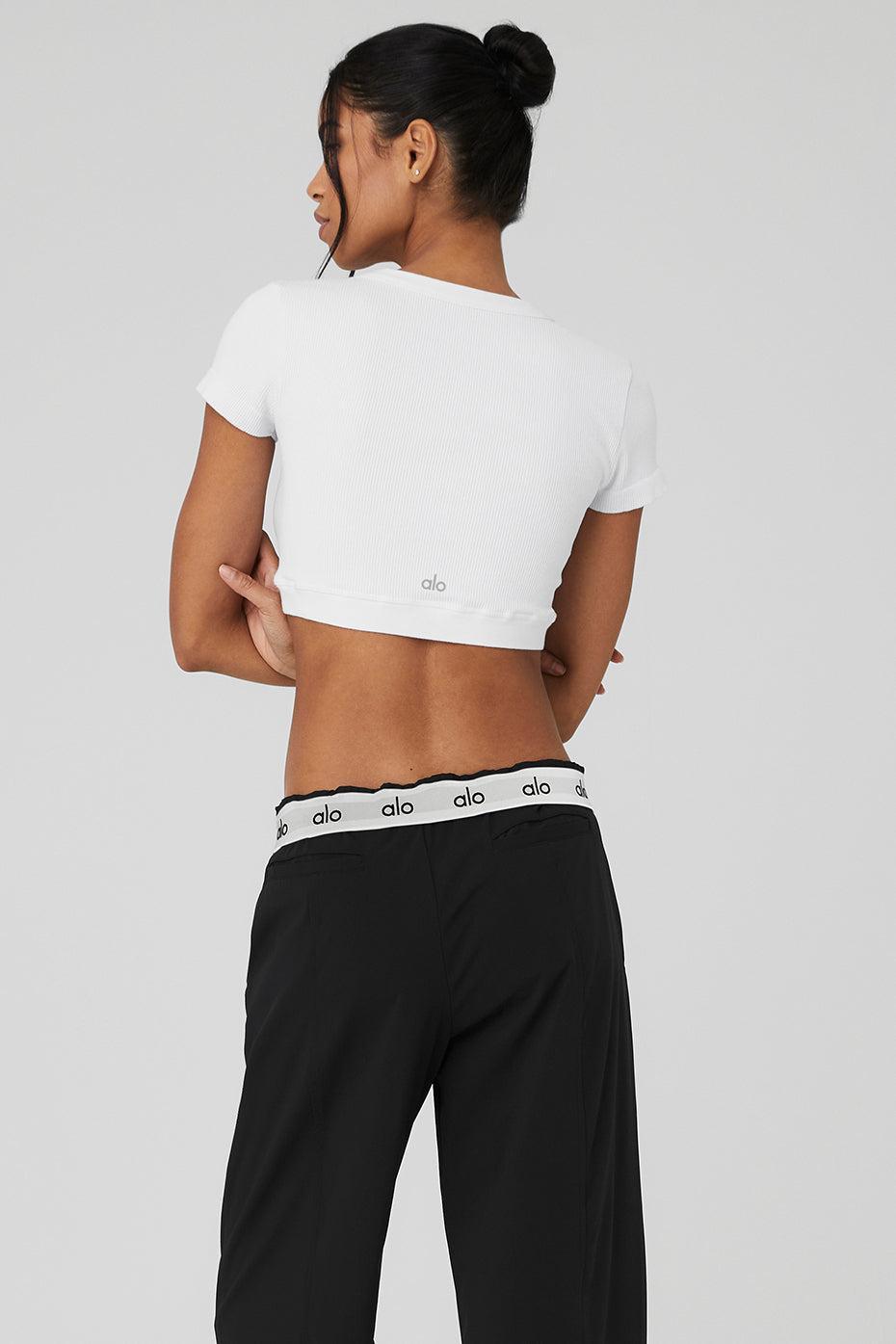 Seamless Ribbed Cropped Serene Short Sleeve - White Product Image