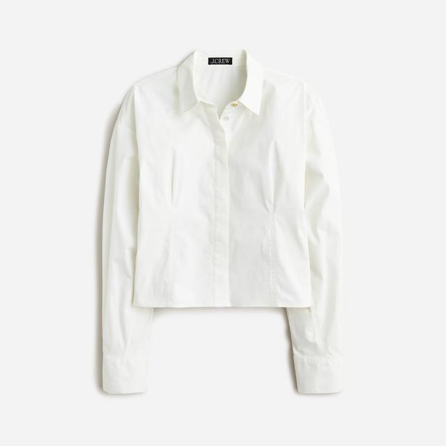 Fitted button-up shirt in stretch cotton-blend poplin Product Image