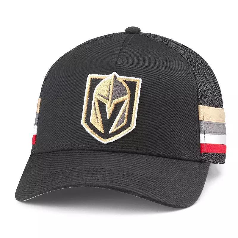 Mens American Needle Black Vegas Golden Knights HotFoot Stripes Trucker Adjustable Hat Product Image