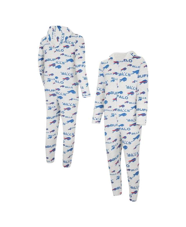 Mens Concepts Sport White Buffalo Bills Allover Print Docket Union Full-Zip Hooded Pajama Suit Product Image