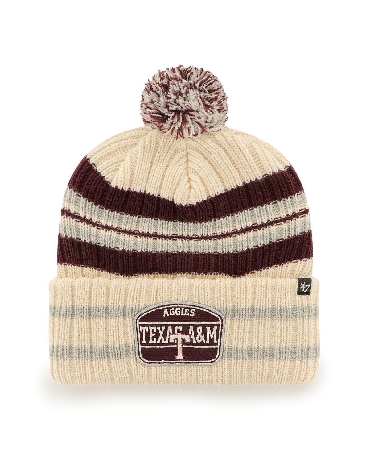 Mens 47 Natural Texas A&M Aggies Hone Patch Cuffed Knit Hat with Pom Product Image