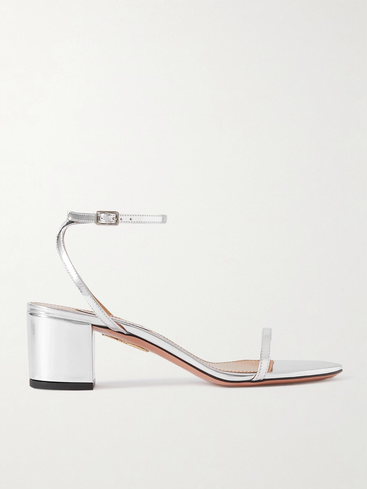 Olie 50 Metallic Leather Sandals In Silver Product Image