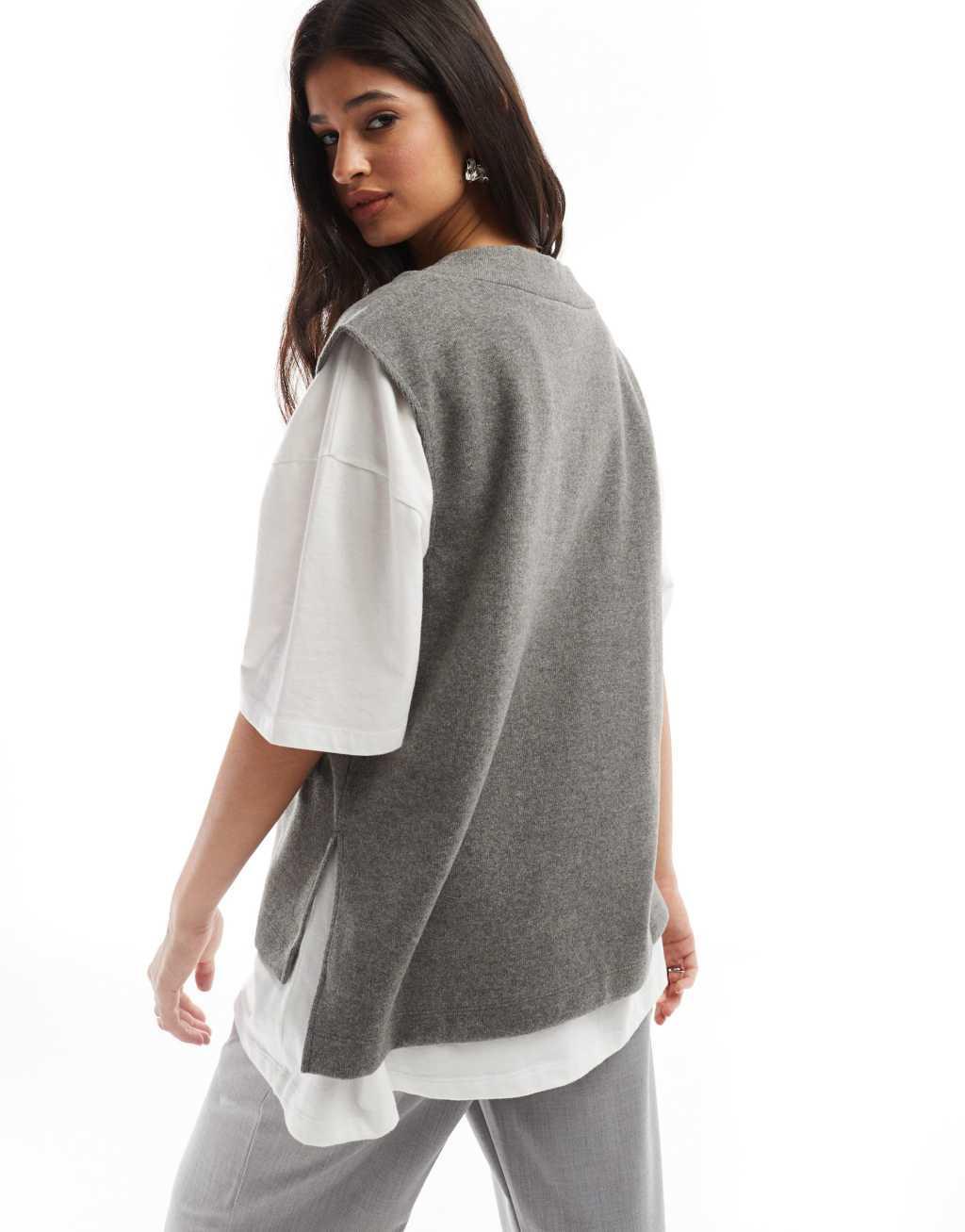 ASOS DESIGN supersoft boxy tank in charcoal Product Image