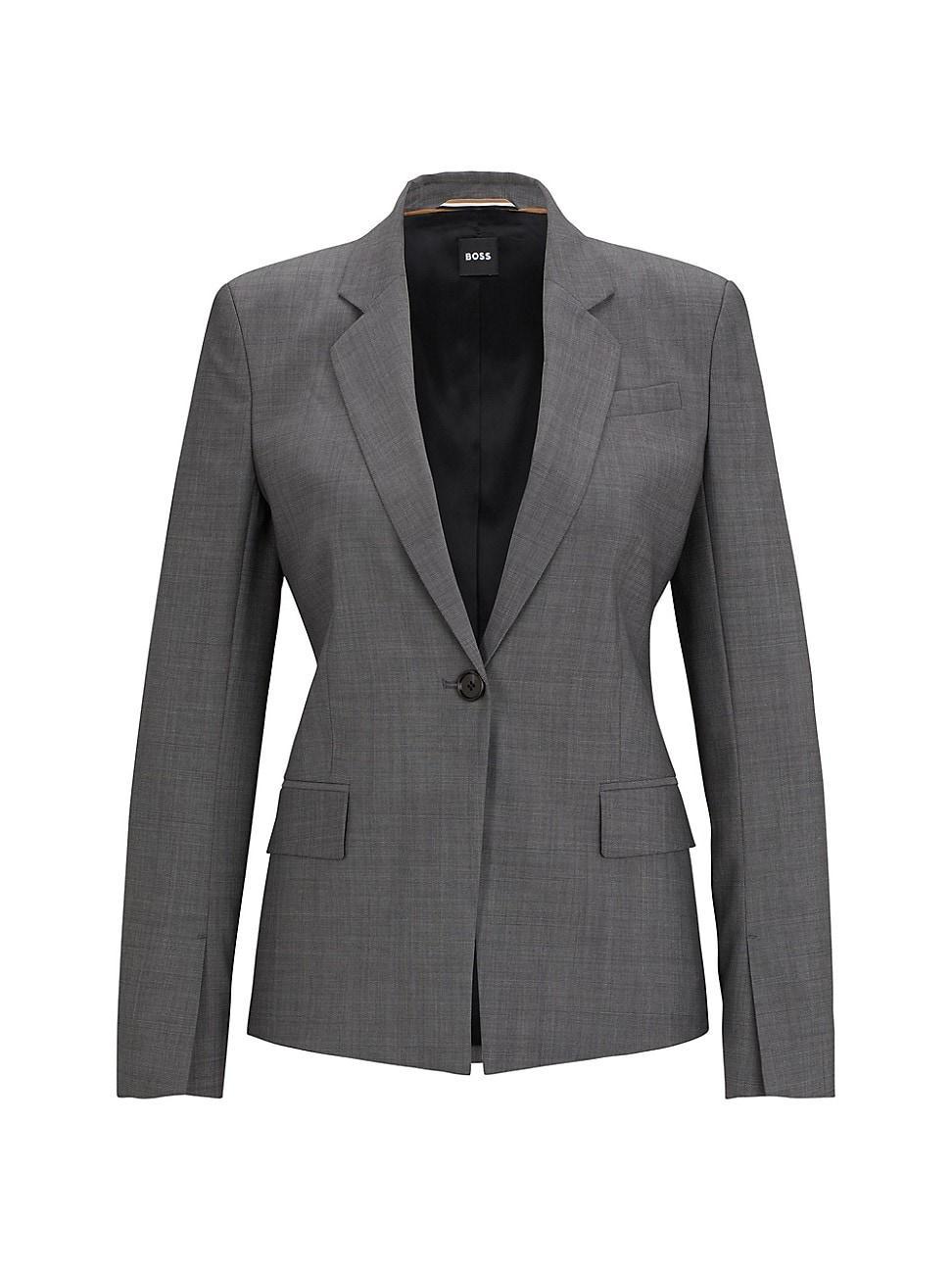 Womens Slim-Fit Jacket in Italian Virgin-Wool Sharkskin Product Image