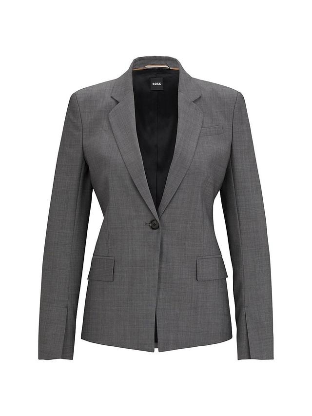 Womens Slim-Fit Jacket in Italian Virgin-Wool Sharkskin Product Image