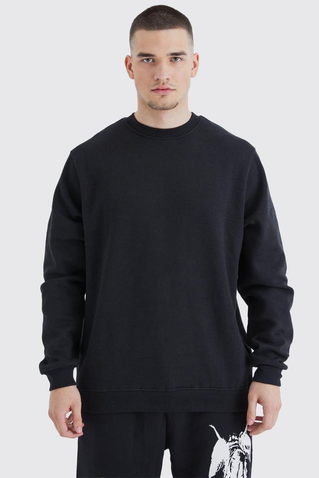 Mens Black Tall Basic Sweatshirt, Black Product Image