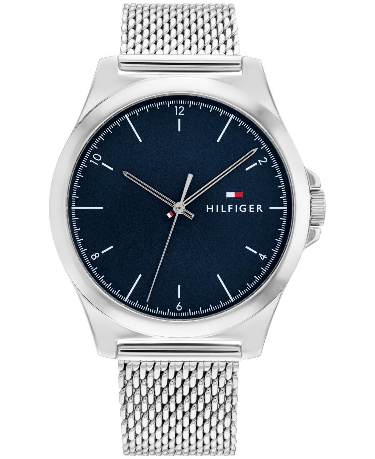 Tommy Hilfiger Mens Three Hand Silver-Tone Stainless Steel Watch 42mm - Stainless Steel Product Image