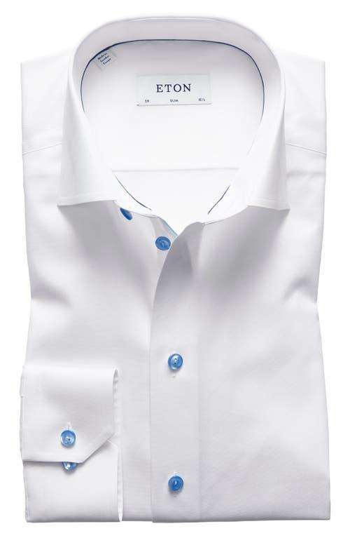 Mens Slim-Fit Twill Dress Shirt with Navy Details Product Image