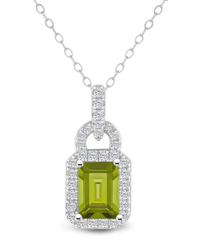 Macys Topaz (1/4 ct. t.w.) Halo Pendant Necklace in Sterling Silver Product Image