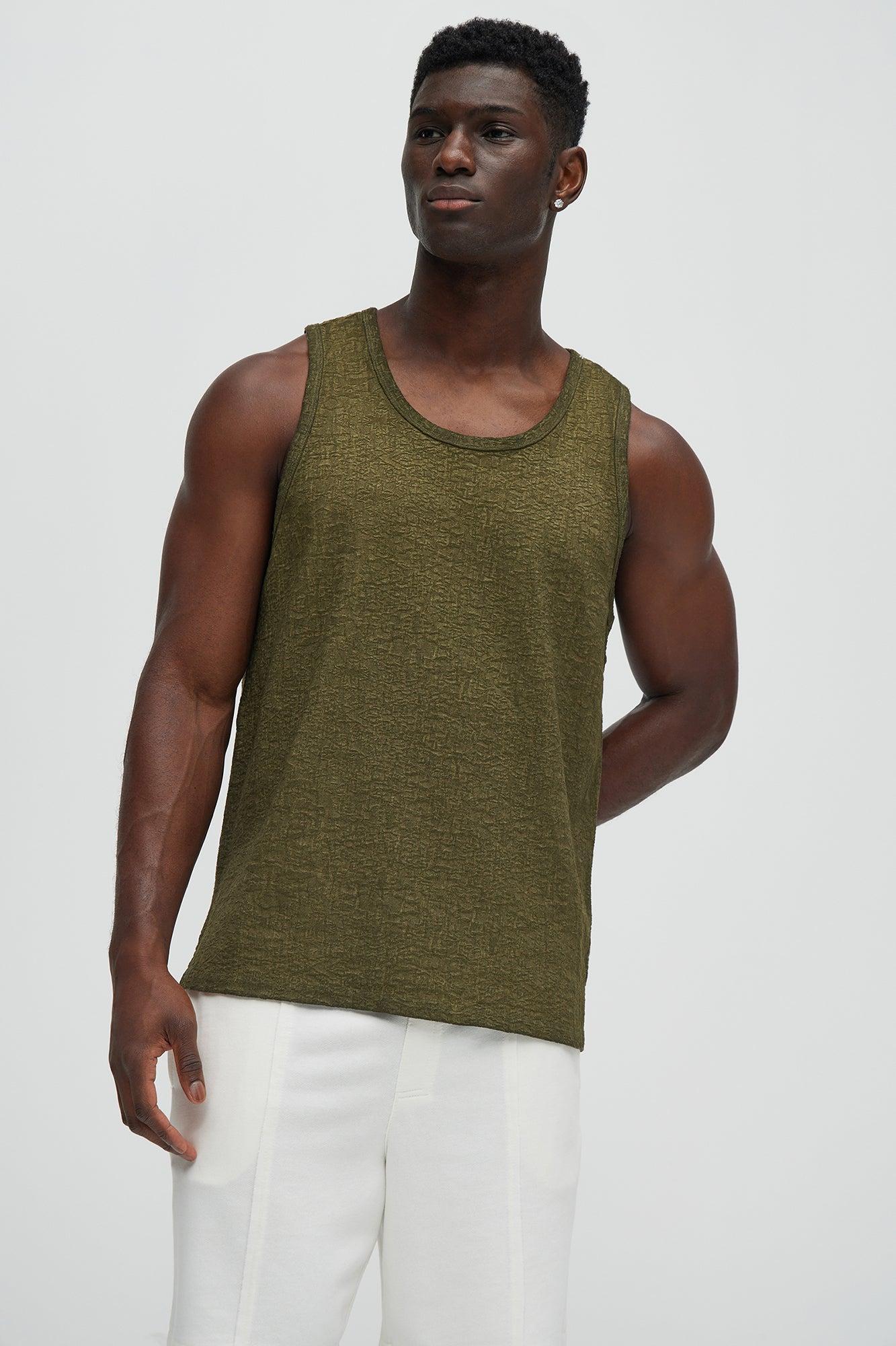 Calvin Washed Tank - Olive Product Image