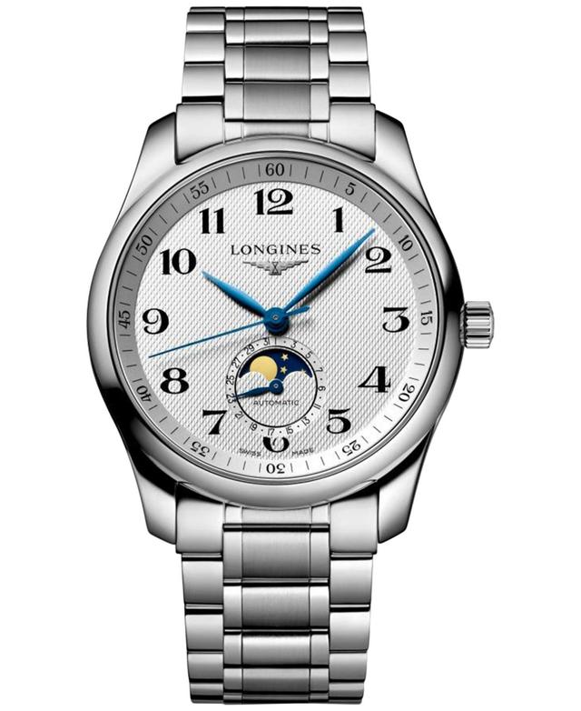 Longines Mens Swiss Automatic Master Moonphase Stainless Steel Bracelet Watch 40mm Product Image