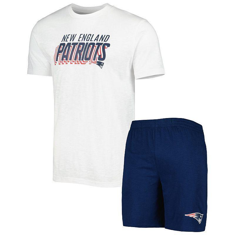 Mens Concepts Sport /White New England Patriots Downfield T-Shirt & Shorts Sleep Set Blue Product Image