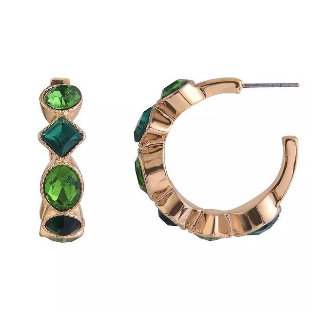 Emberly Simulated Crystal C-Hoop Earrings, Womens, Green Product Image