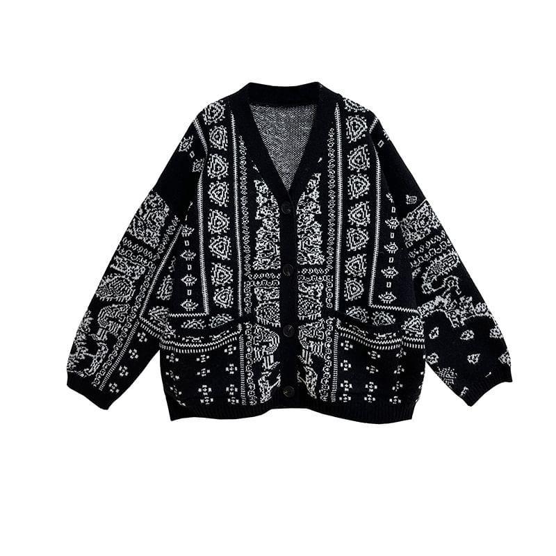 V-Neck Patterned Cardigan Product Image