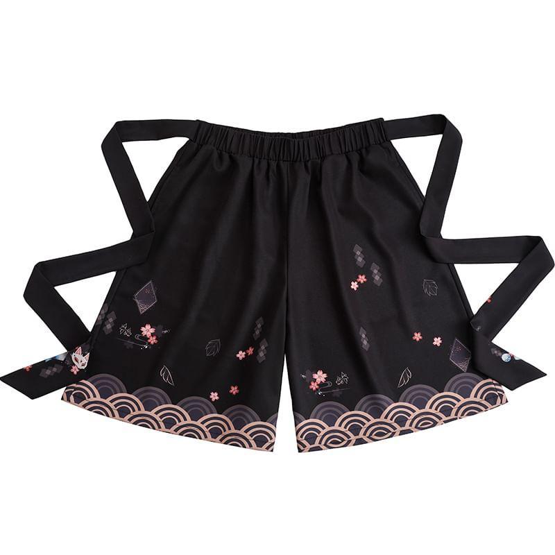 Elastic Waist Print Cropped Culottes / Bermuda Shorts Product Image