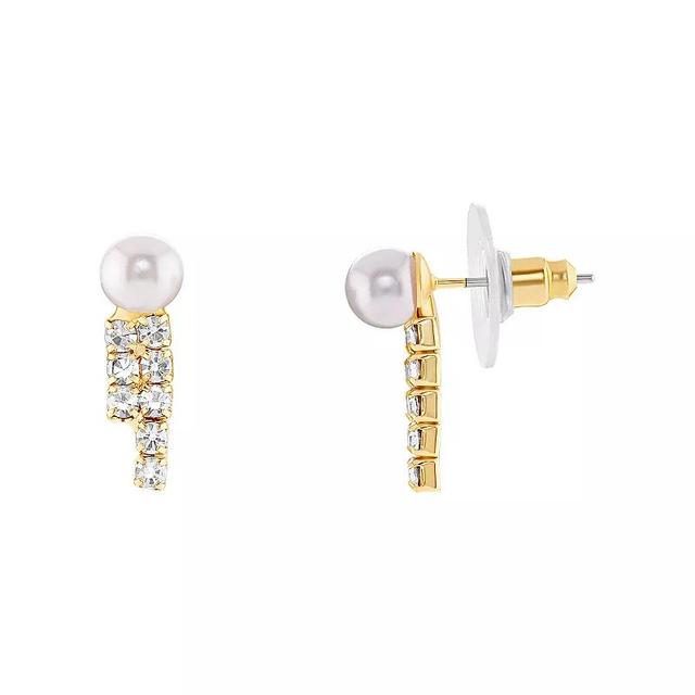 Emberly Gold Tone Simulated Pearl Stud Drop Earrings, Womens, Yellow Product Image