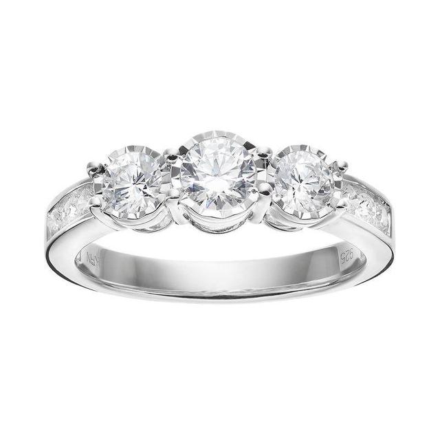 10k White Gold 1 Carat T.W. Diamond 3-Stone Engagement Ring, Womens Product Image