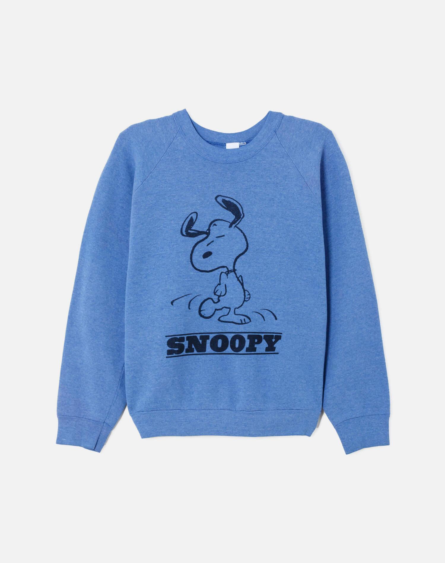 Upcycled "Snoopy Dancing" Sweatshirt in Heathered Blue - 11229726 Female Product Image