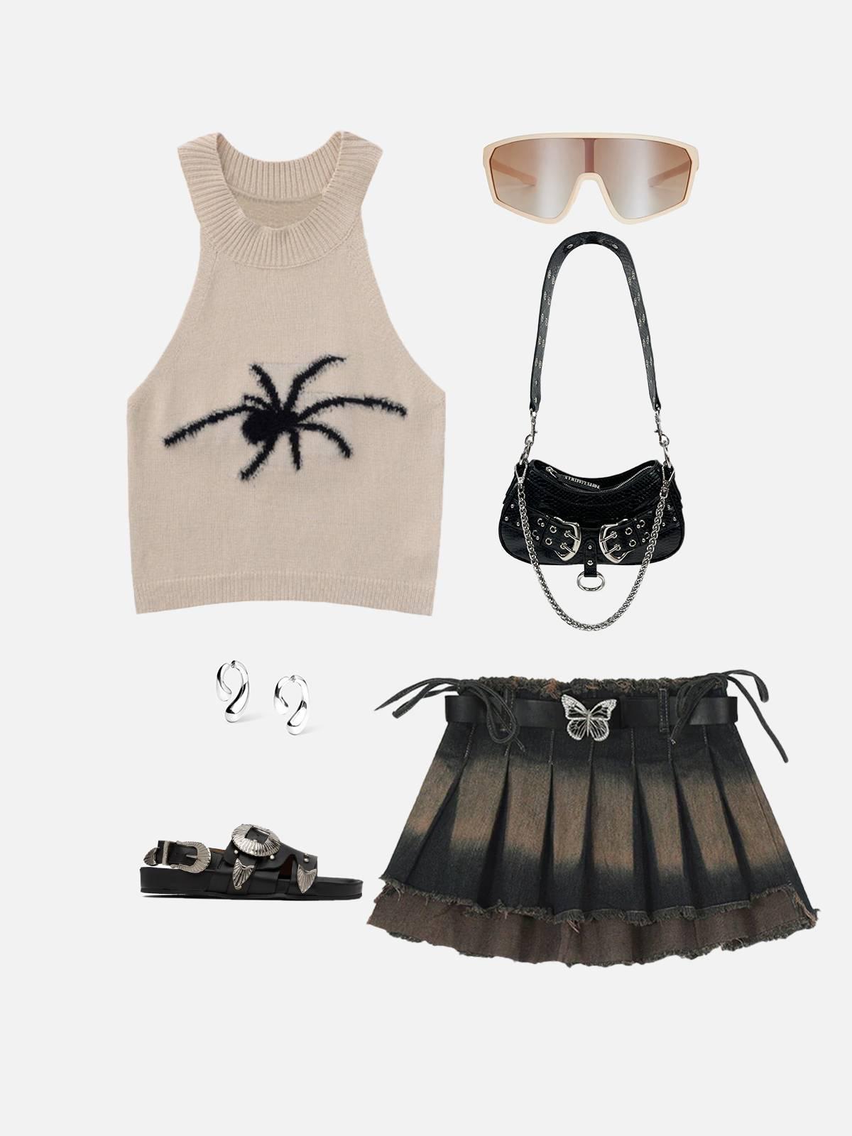 Spider Embroidery Knit Cami Top Female Product Image