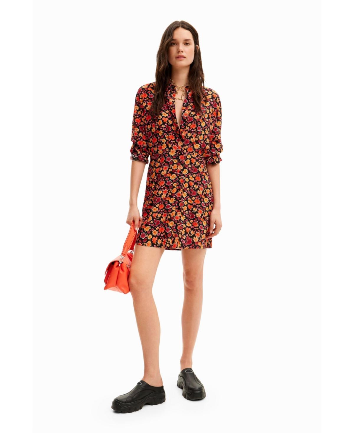 Desigual Womens Short floral shirt dress Product Image