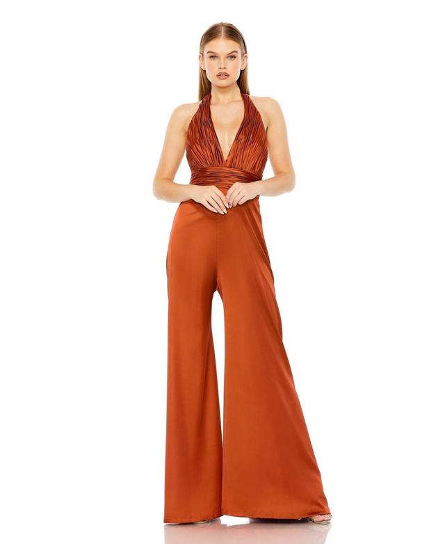 Mac Duggal Ruched Halter Neck Wide Leg Jumpsuit Product Image