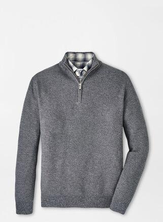 Peter Millar Mens Nevis Twisted Quarter-Zip | Color: Iron | Size: M Product Image