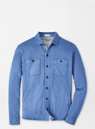 Peter Millar Mens Lava Wash Fleece Knit Shirt Jacket | Color: Moon Blue | Size: XXL Product Image