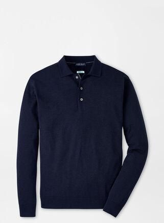 Peter Millar Mens Excursionist Flex Sweater Polo | Color: Navy | Size: M Product Image