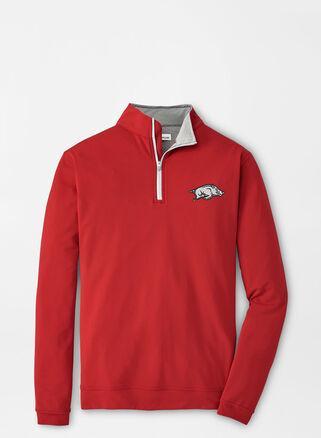 Peter Millar Mens Arkansas Perth Performance Quarter-Zip | Color: Crimson | Size: 3XL Product Image