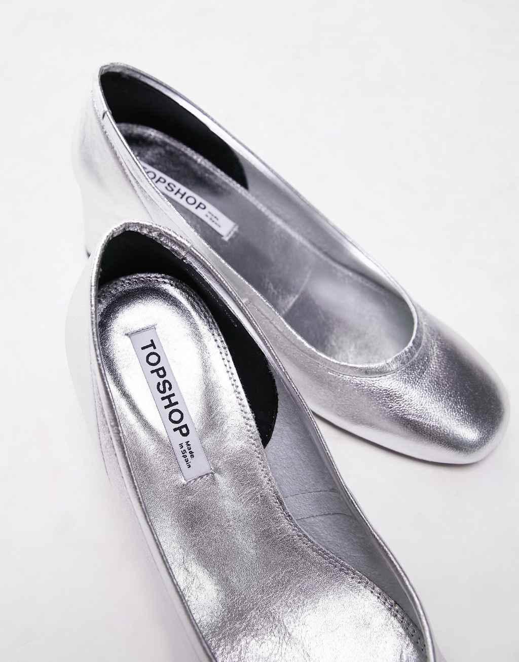 Topshop Elana leather heeled ballerina shoe Product Image