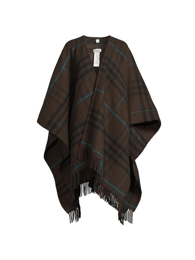 Womens Catey Wool-Cashmere Check Cape Product Image