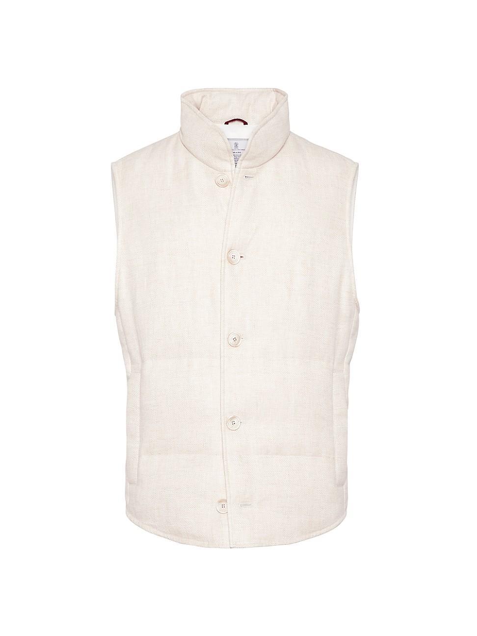 Mens Linen Wool And Silk Diagonal Down Vest Product Image