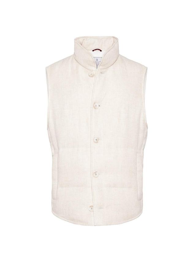 Mens Linen Wool And Silk Diagonal Down Vest Product Image