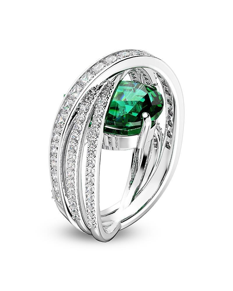 Womens Hyperbola Rhodium-Plated & Swarovski Crystal 4-Band Cocktail Ring Product Image