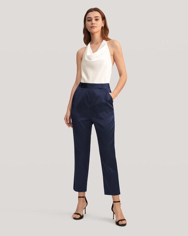 Comfort Fit Silk Cigarette Pants Product Image