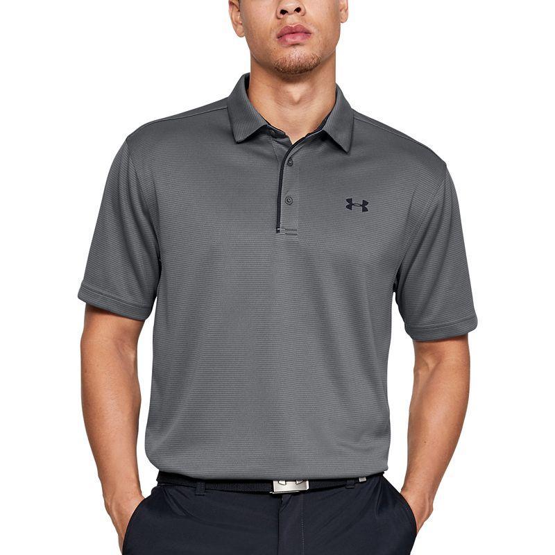 Mens Under Armour Tech Polo Grey Black Product Image