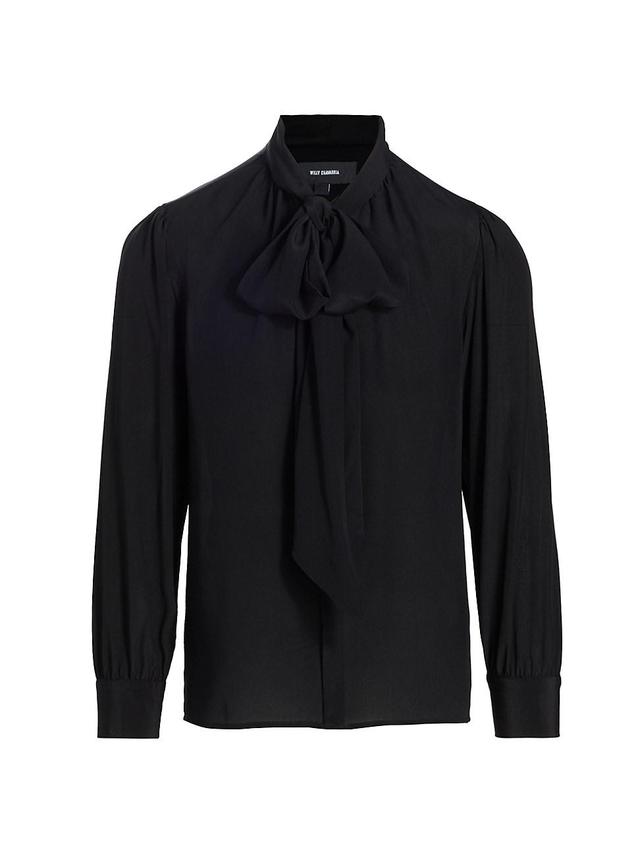 Mens Chiffon Bow Relaxed-Fit Shirt Product Image