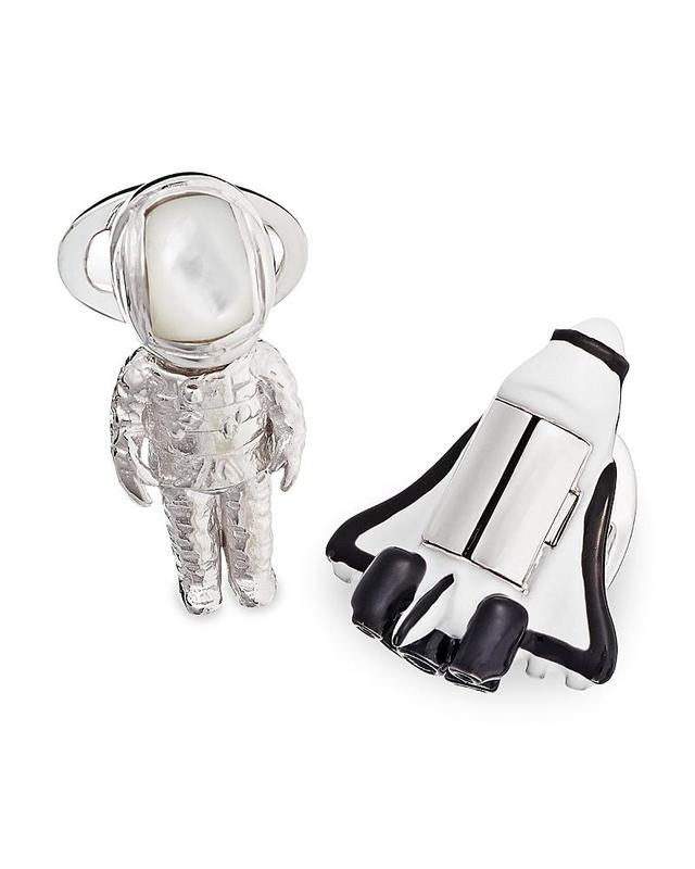 Jan Leslie Astronaut & Rocket Sterling Silver & Mother Of Pearl Cufflinks Product Image