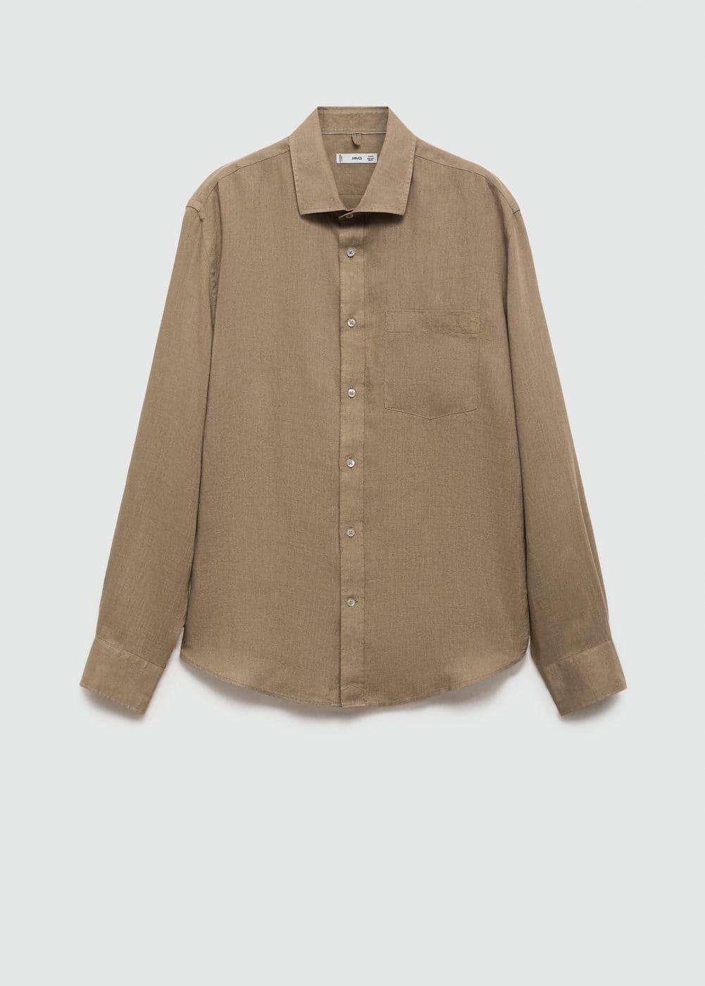 MANGO MAN - Classic fit 100% linen shirt beigeMen Product Image