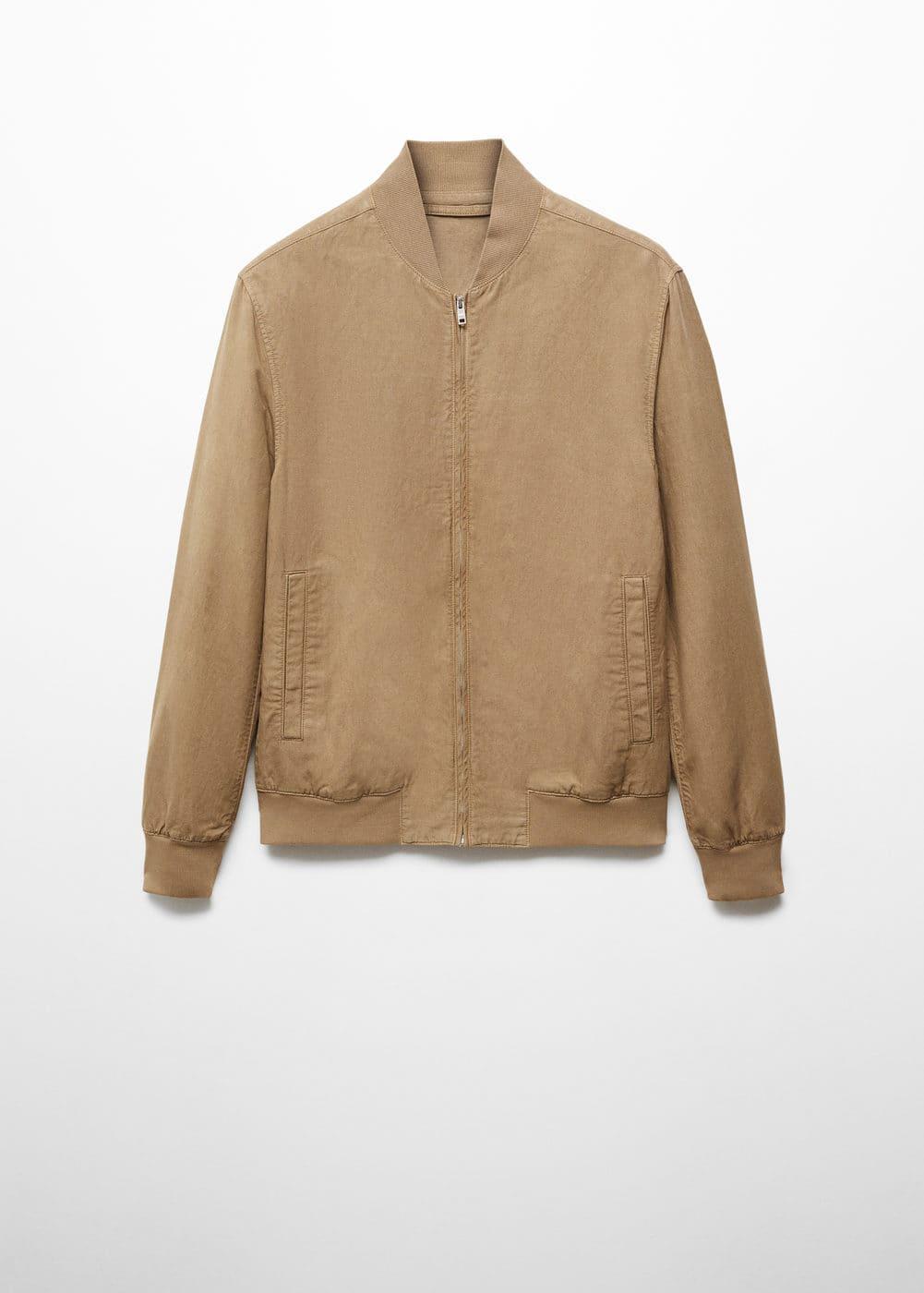 MANGO MAN - Linen lyocell bomber jacket tobacco brownMen Product Image